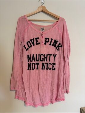 Victoria's Secret Pink Light Pink Sleep Shirt with Black Logo